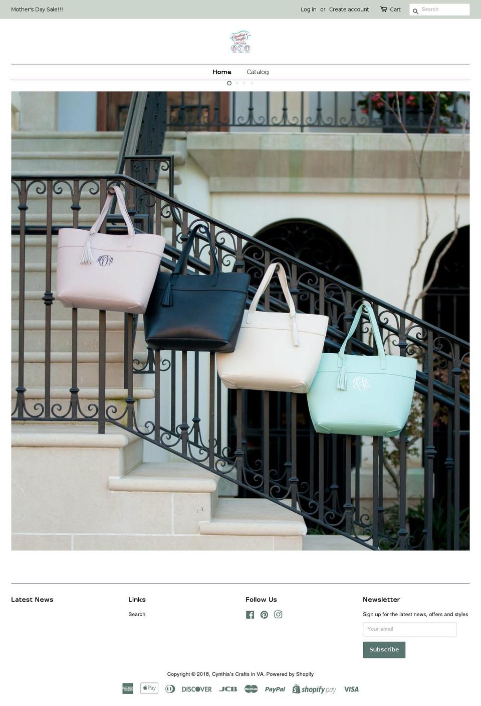 cynthiascraft.com — Shopify storefront screenshot