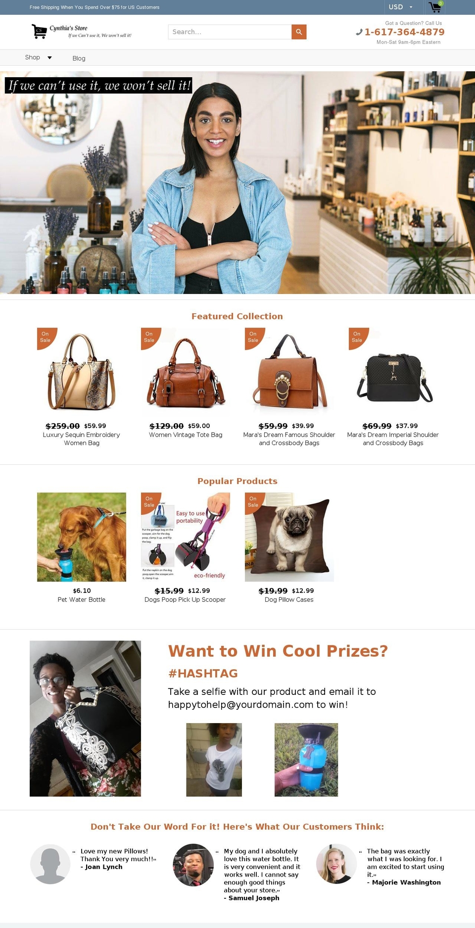 cynthiastore.com — Shopify storefront screenshot