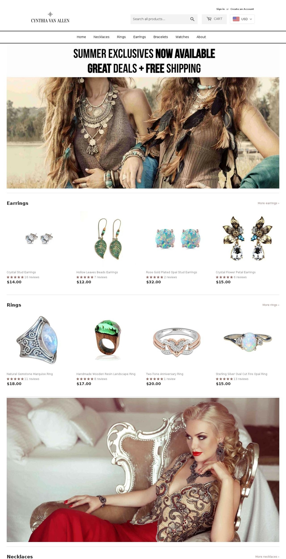 cynthiavanallen.com — Shopify storefront screenshot