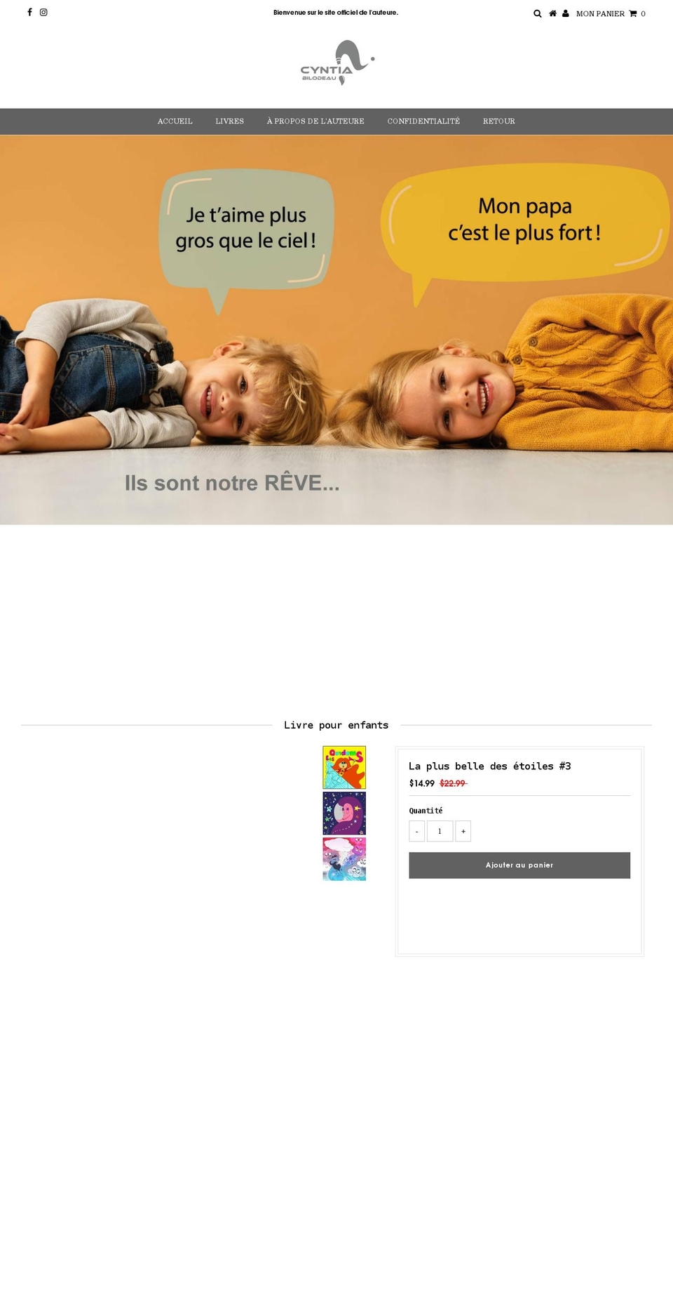 cyntiabilodeau.com shopify website screenshot