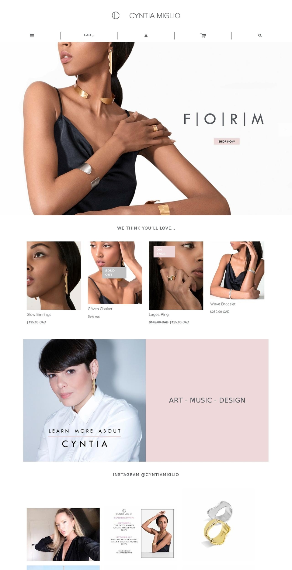 cyntiamiglio.com — Shopify storefront screenshot