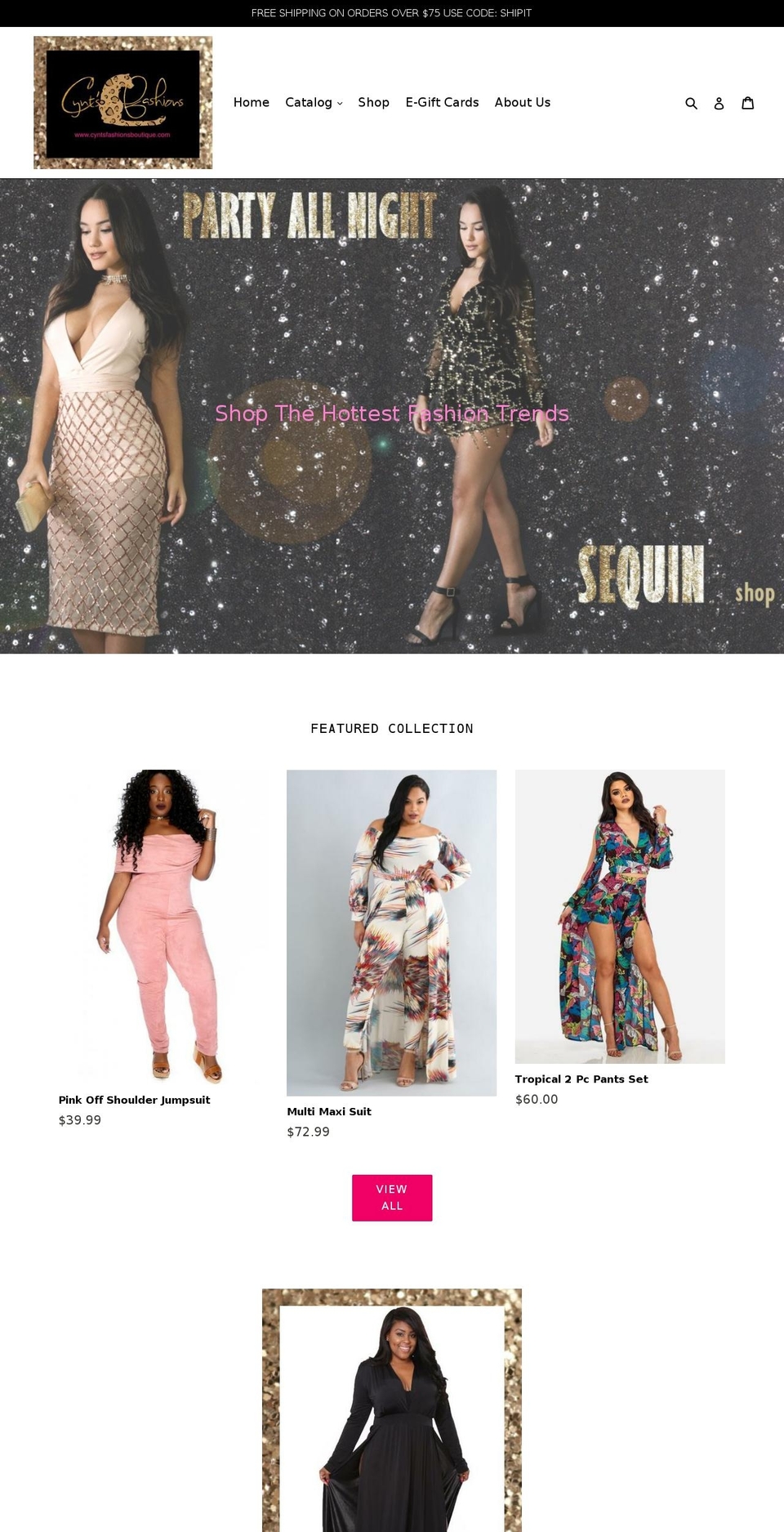 cyntsfashionsboutique.com shopify website screenshot