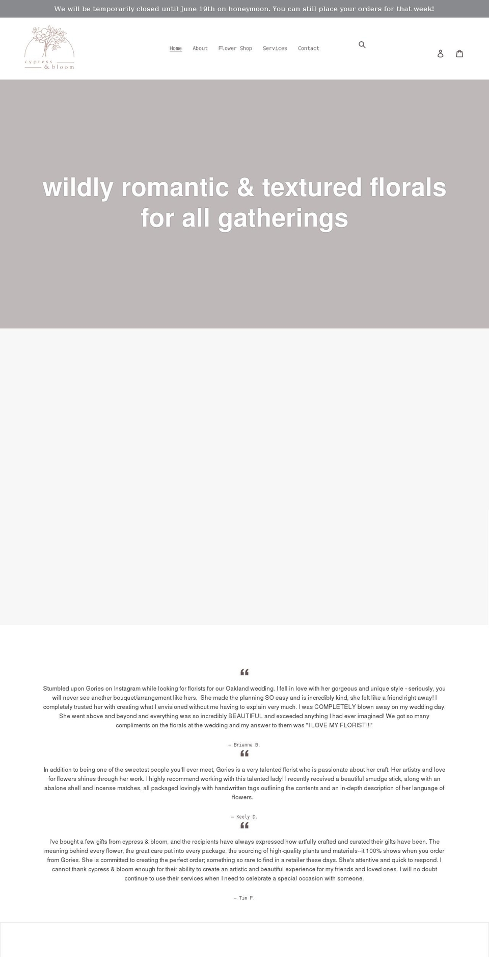 cypressandbloom.com shopify website screenshot