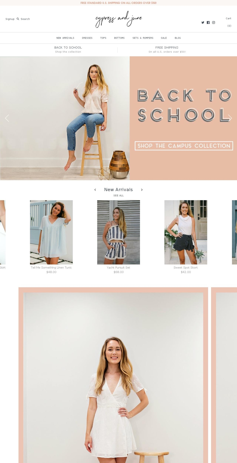 cypressandjune.com — Shopify storefront screenshot
