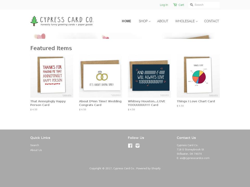 cypresscards.com shopify website screenshot