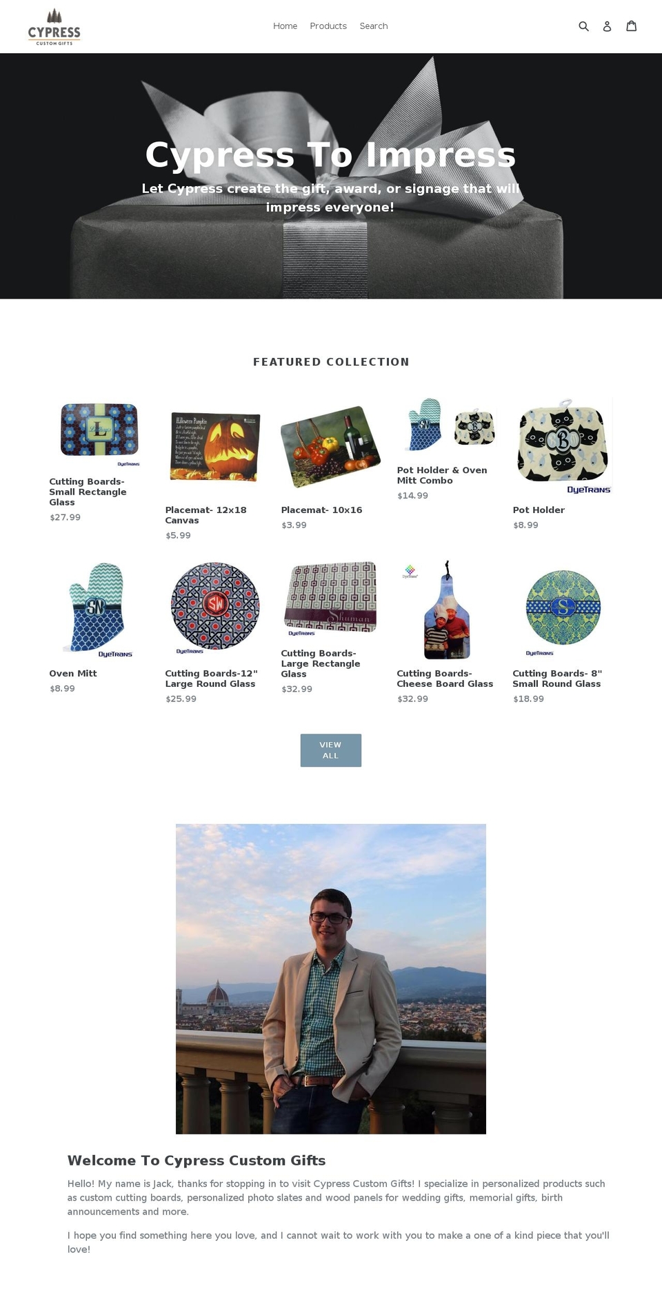 cypresscustomcreations.com — Shopify storefront screenshot