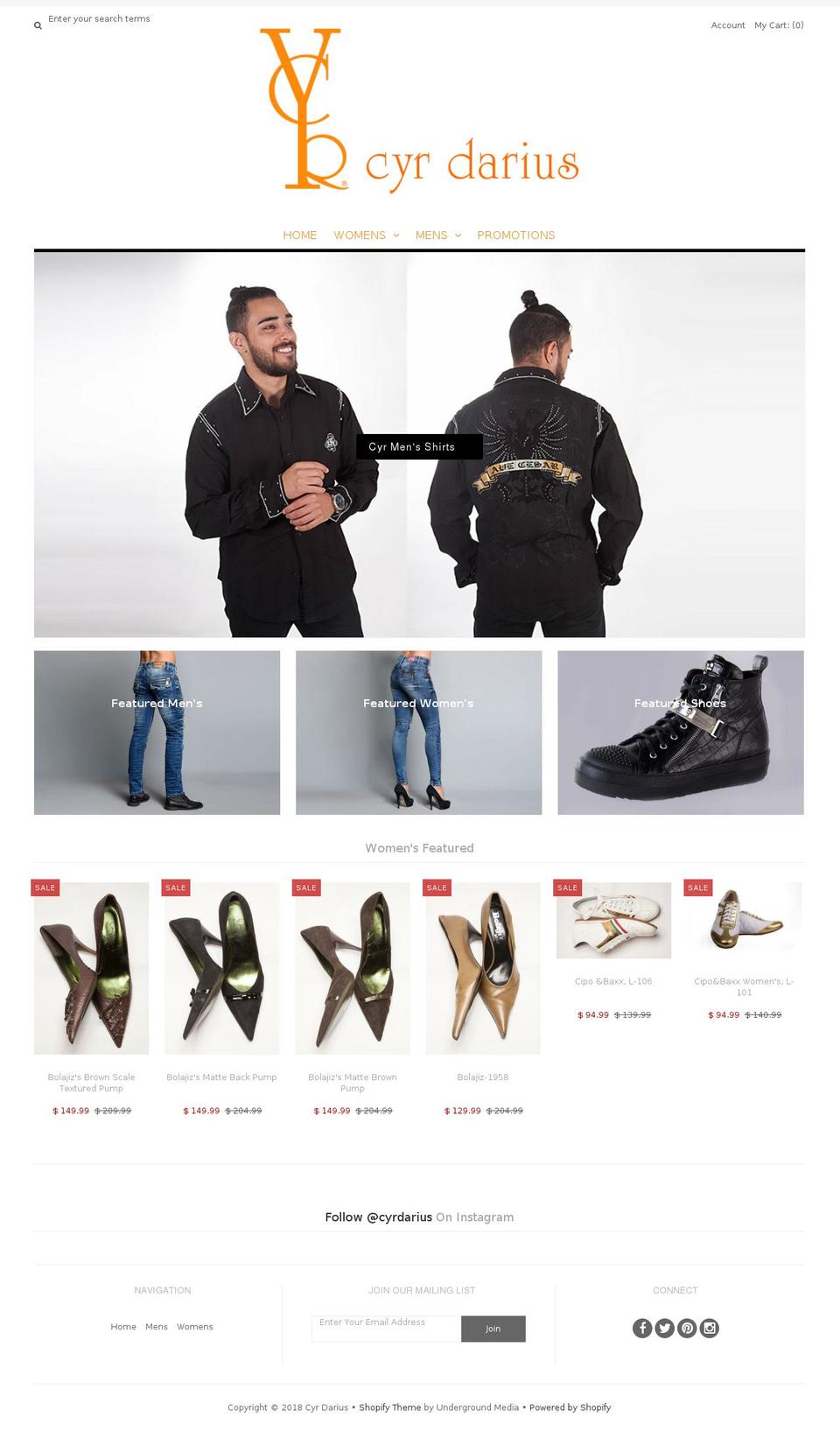 cyrdarius.com shopify website screenshot