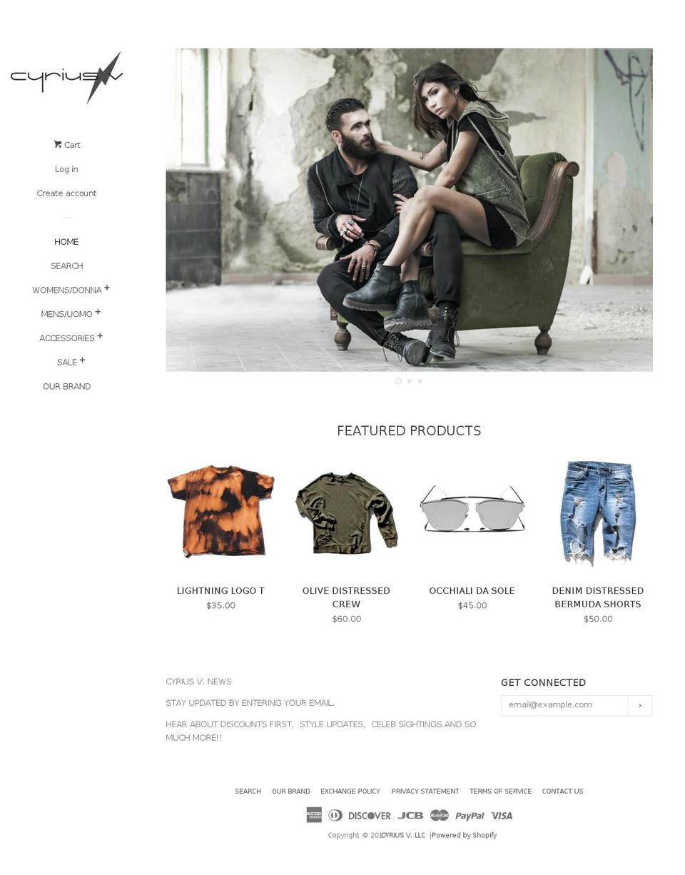 cyriusv.com shopify website screenshot