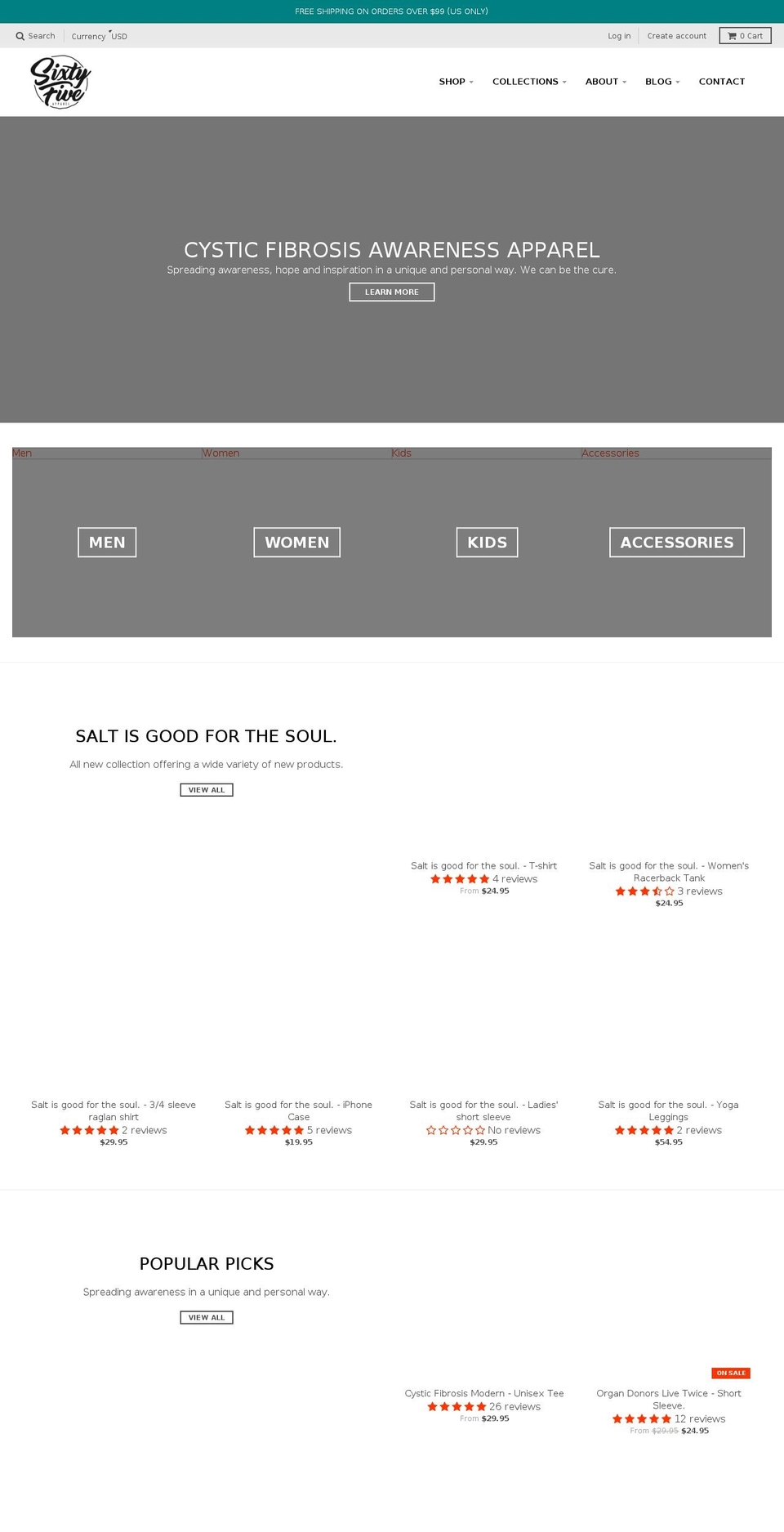 cysticfibrosisapparel.com — Shopify storefront screenshot