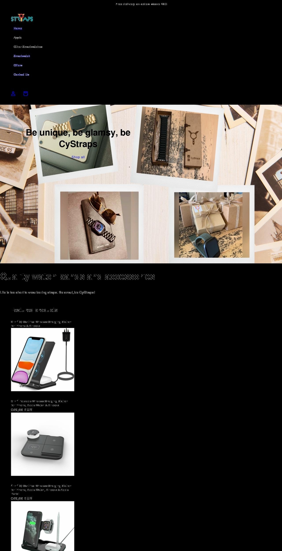 cystraps.com shopify website screenshot