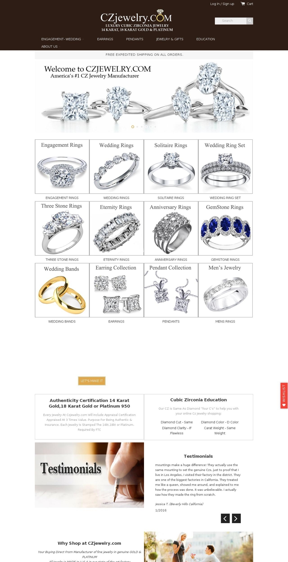 czjewelry.com shopify website screenshot