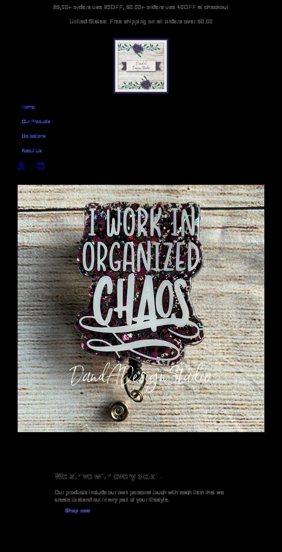 d-and-a-design-studio.myshopify.com shopify website screenshot
