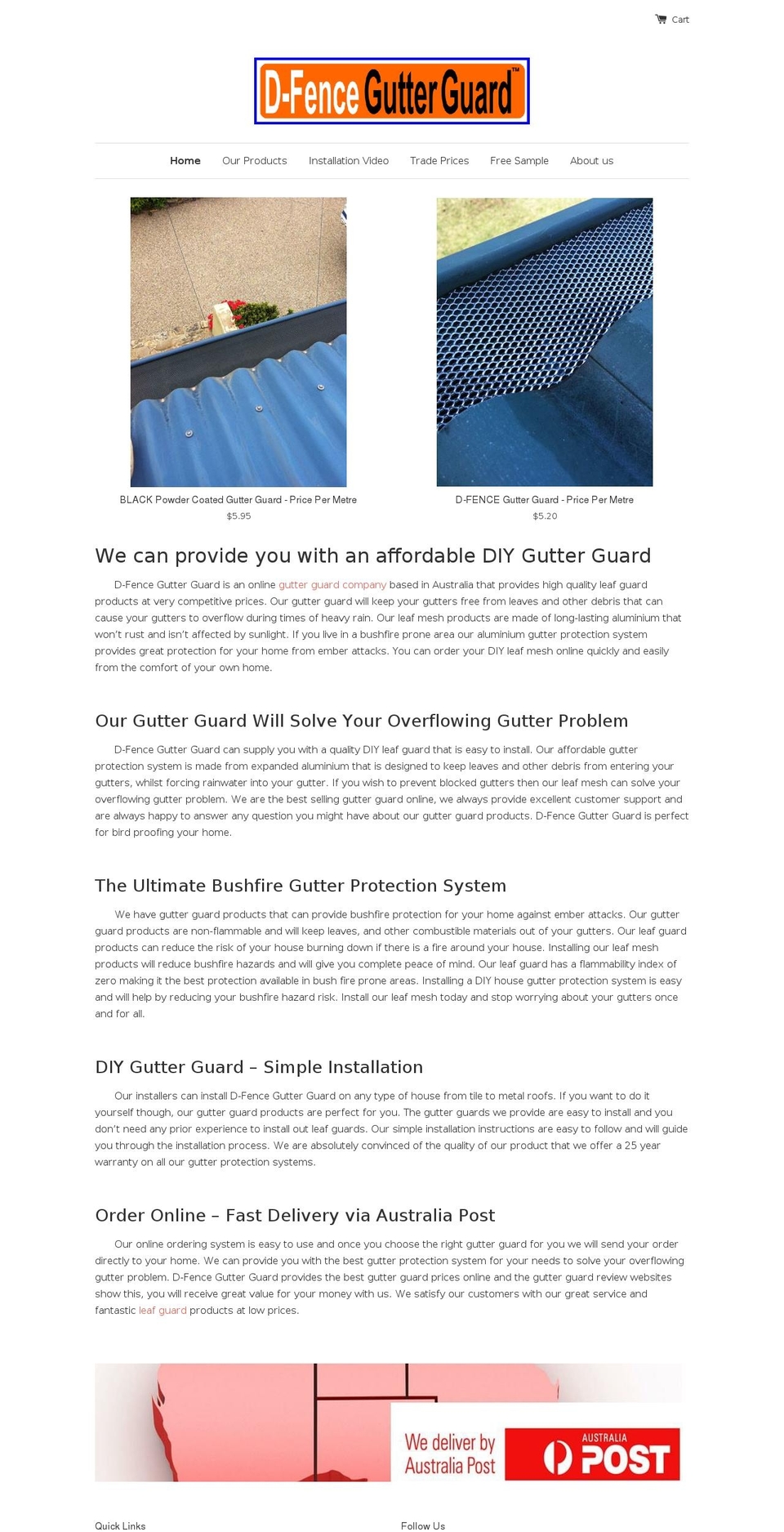 d-fencegutterguard.com.au shopify website screenshot