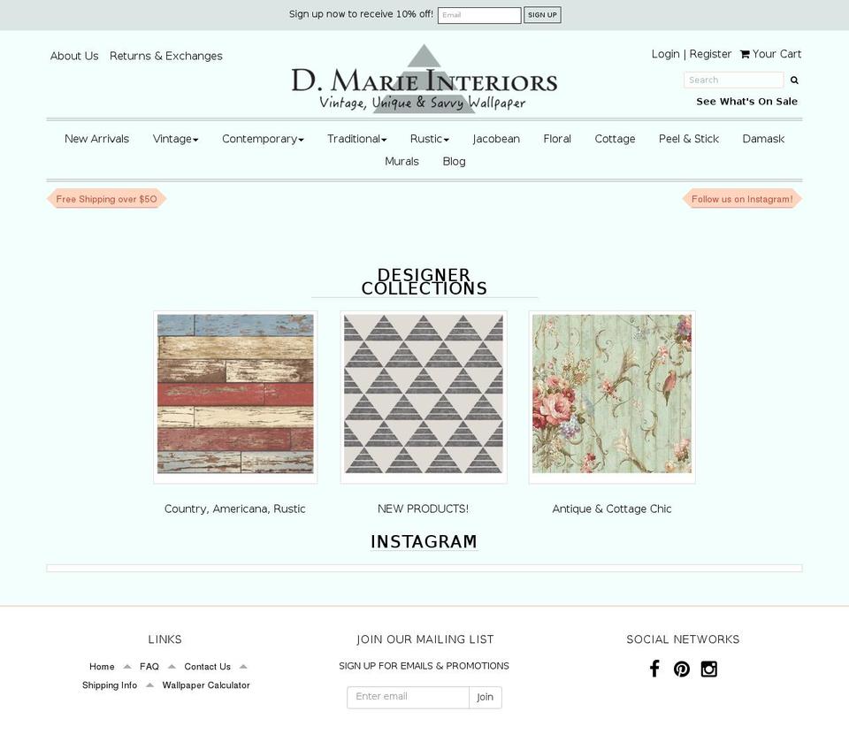 d-marie-interiors.com shopify website screenshot