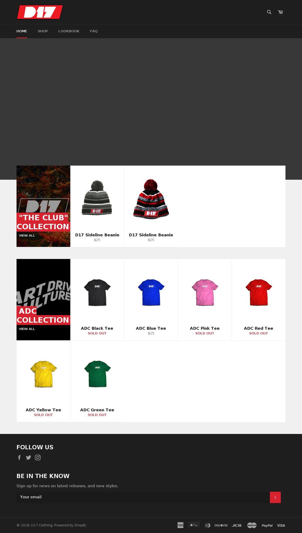 d17clothing.com — Shopify storefront screenshot