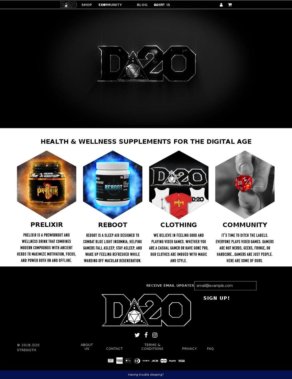 d20strength.com — Shopify storefront screenshot