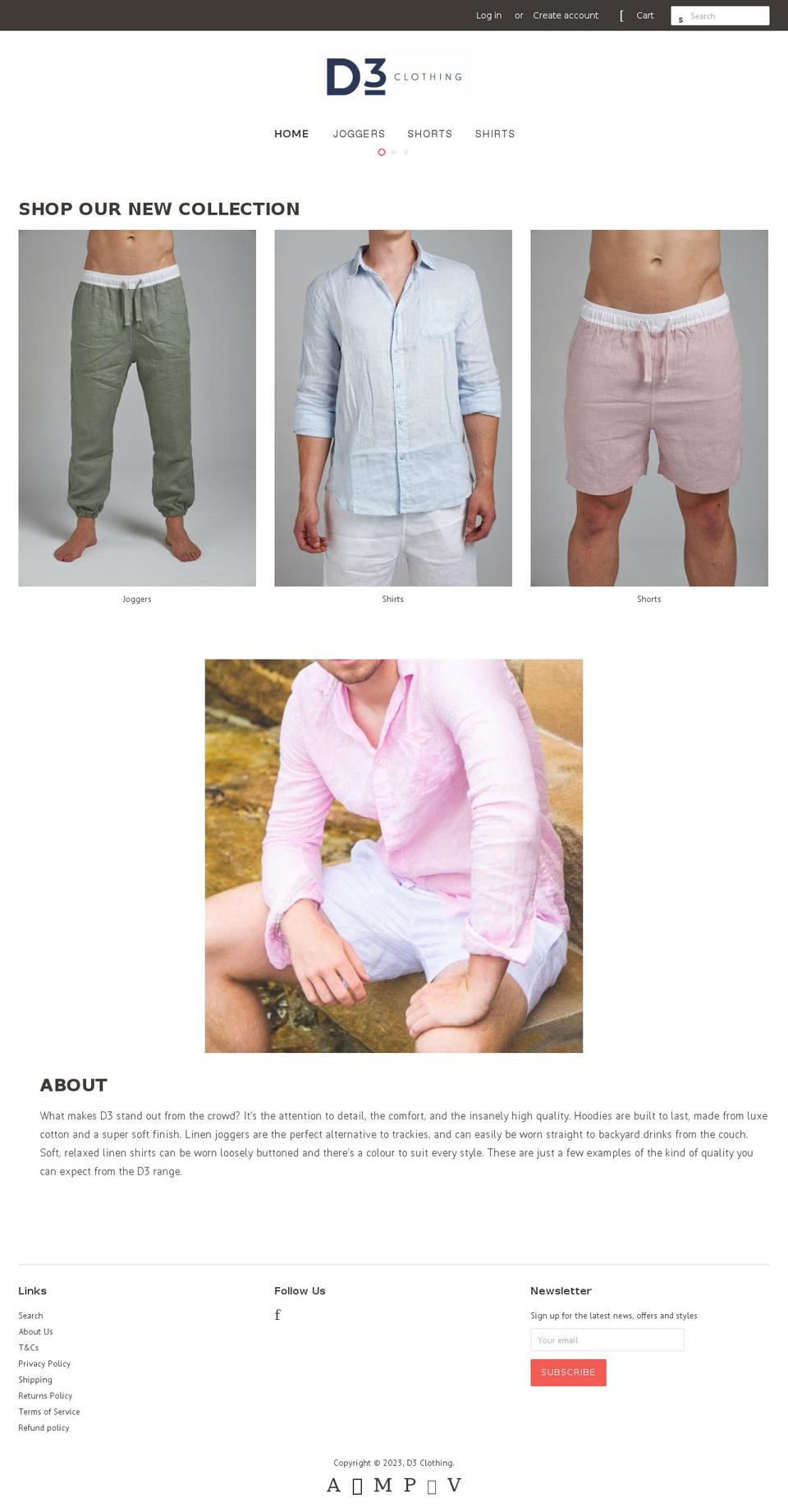 d3clothing.com.au shopify website screenshot