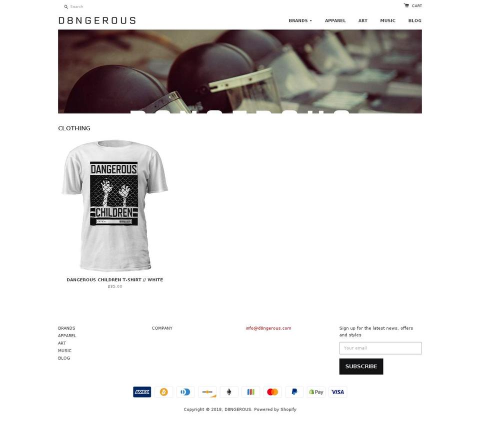 d8ngerous.com — Shopify storefront screenshot