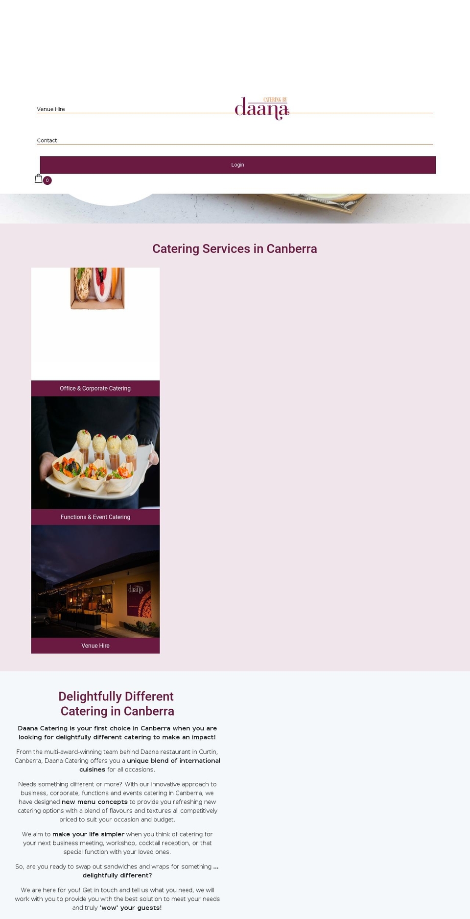 daanacatering.com.au shopify website screenshot