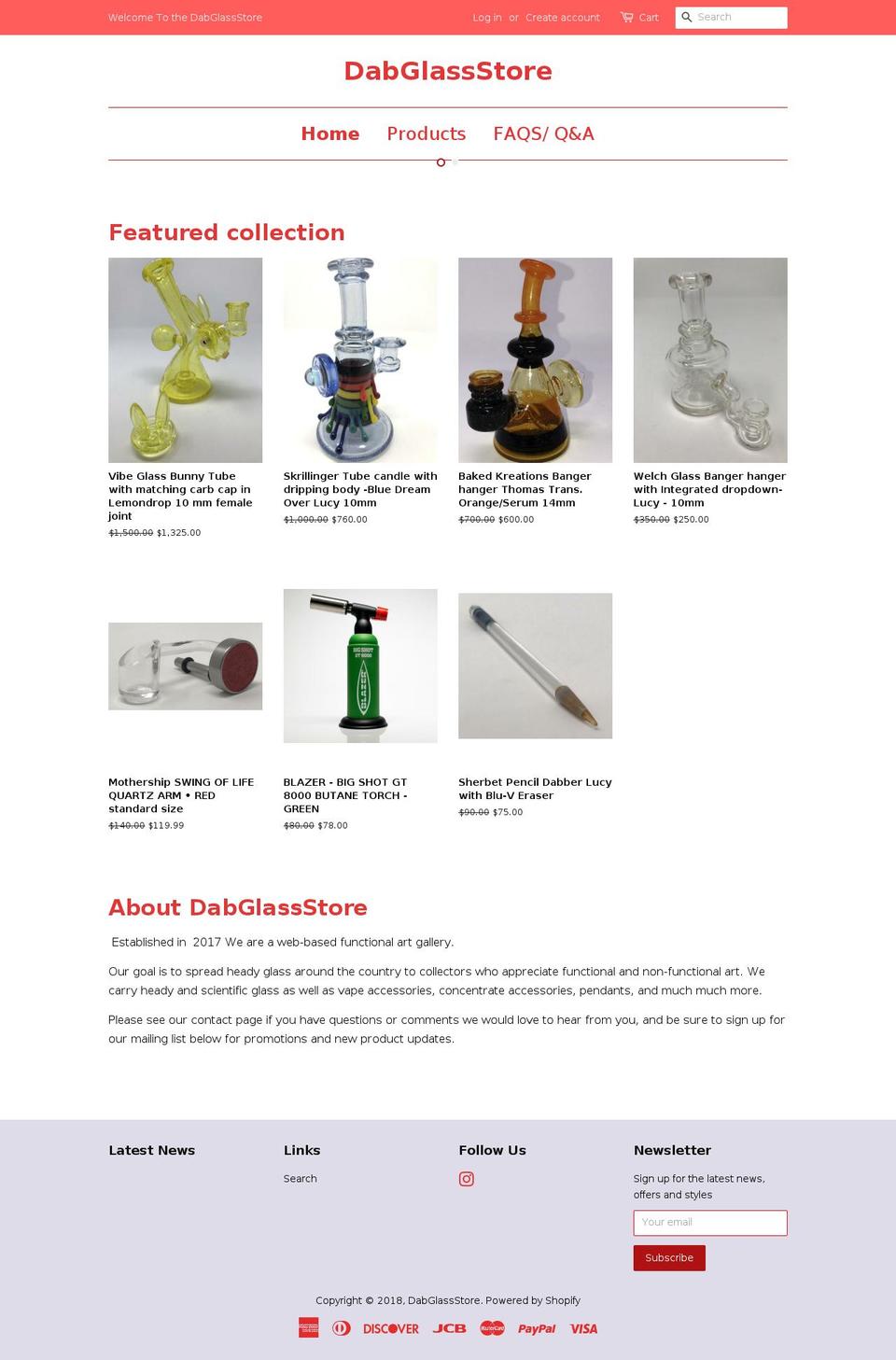dabglassstore.com — Shopify storefront screenshot