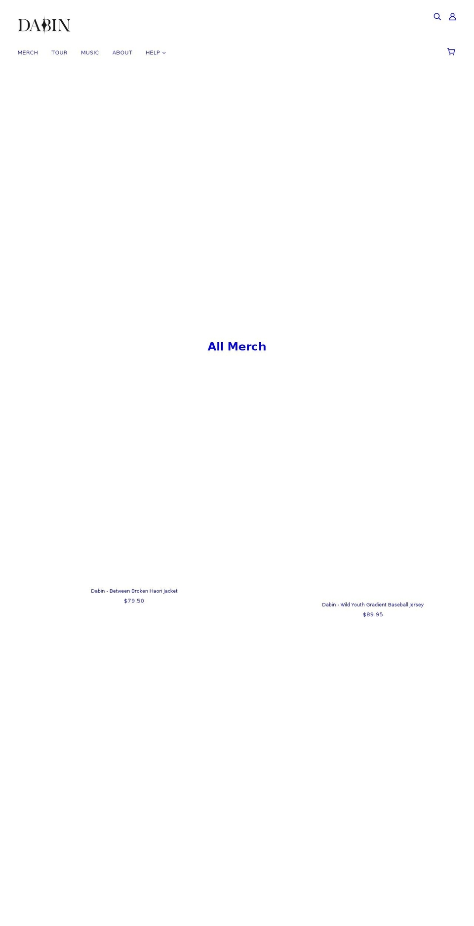dabinmusic.com shopify website screenshot