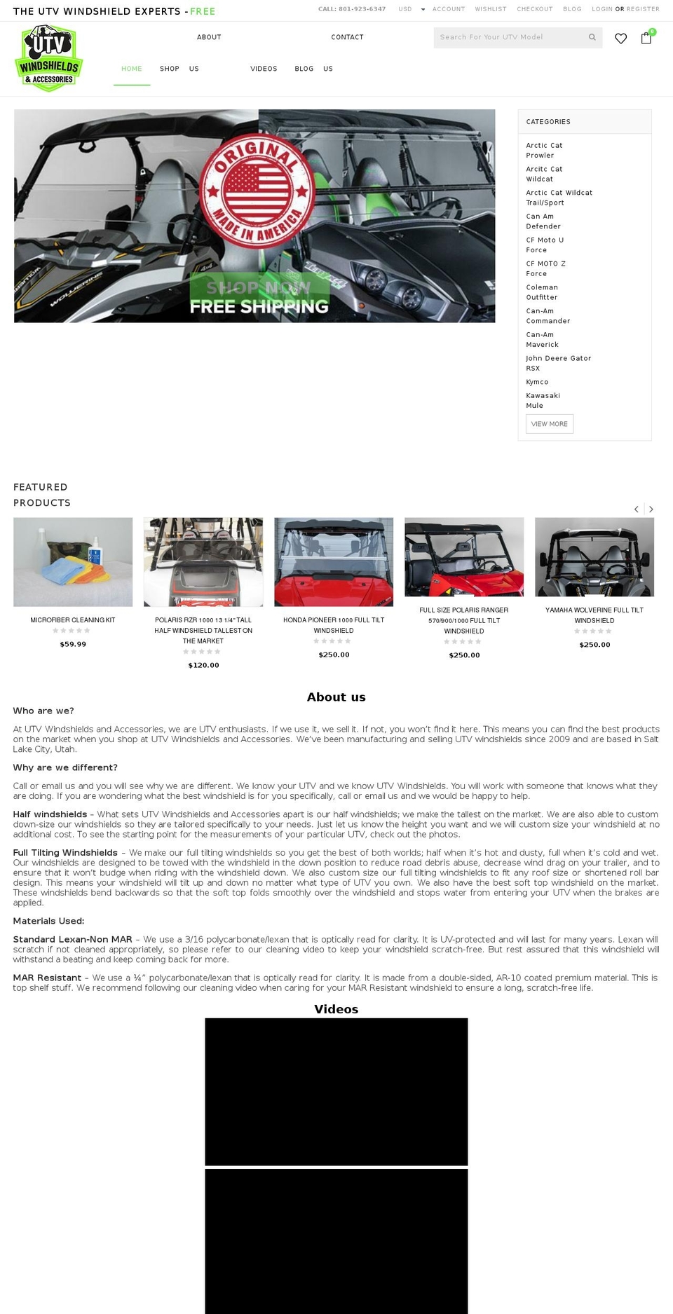 UTV THEME Shopify theme site example dabombwindshields.com