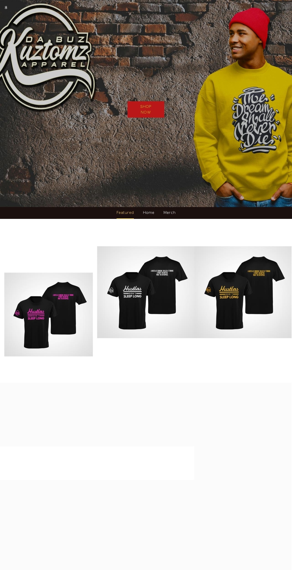 dabuzkuztomzapparel.com shopify website screenshot
