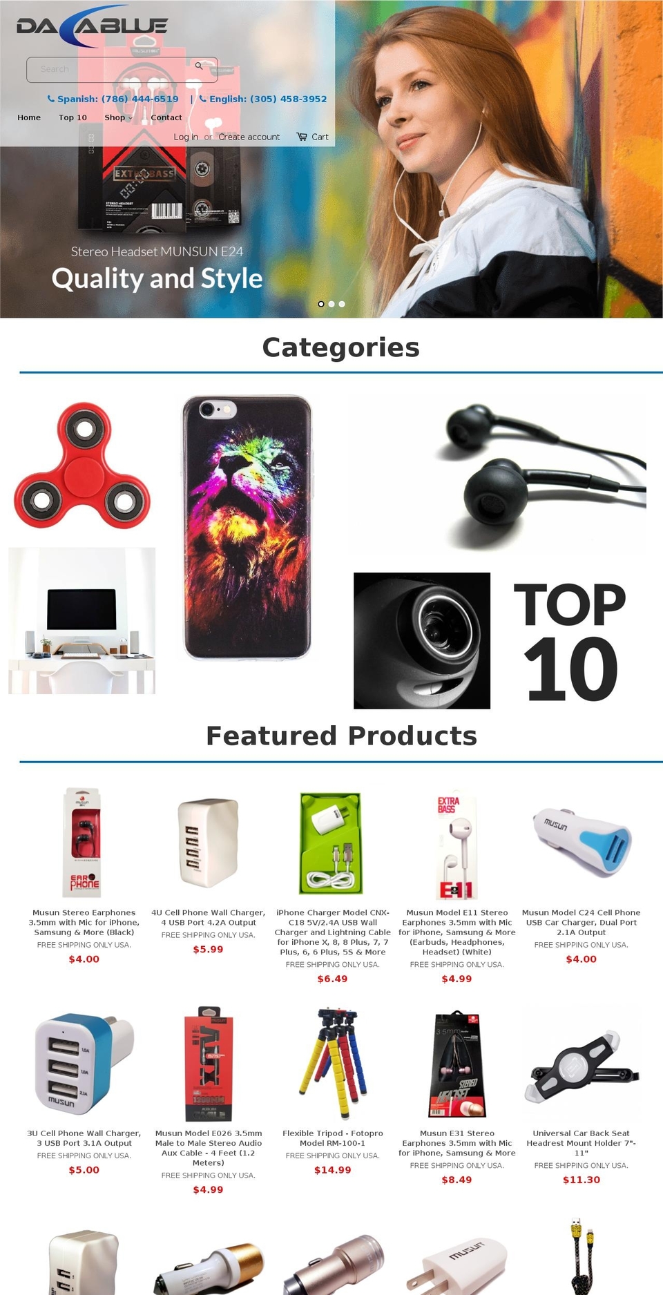 dacablue.net shopify website screenshot