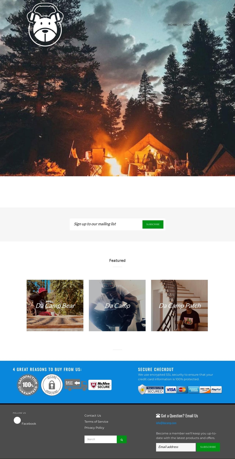 dacamp.store shopify website screenshot