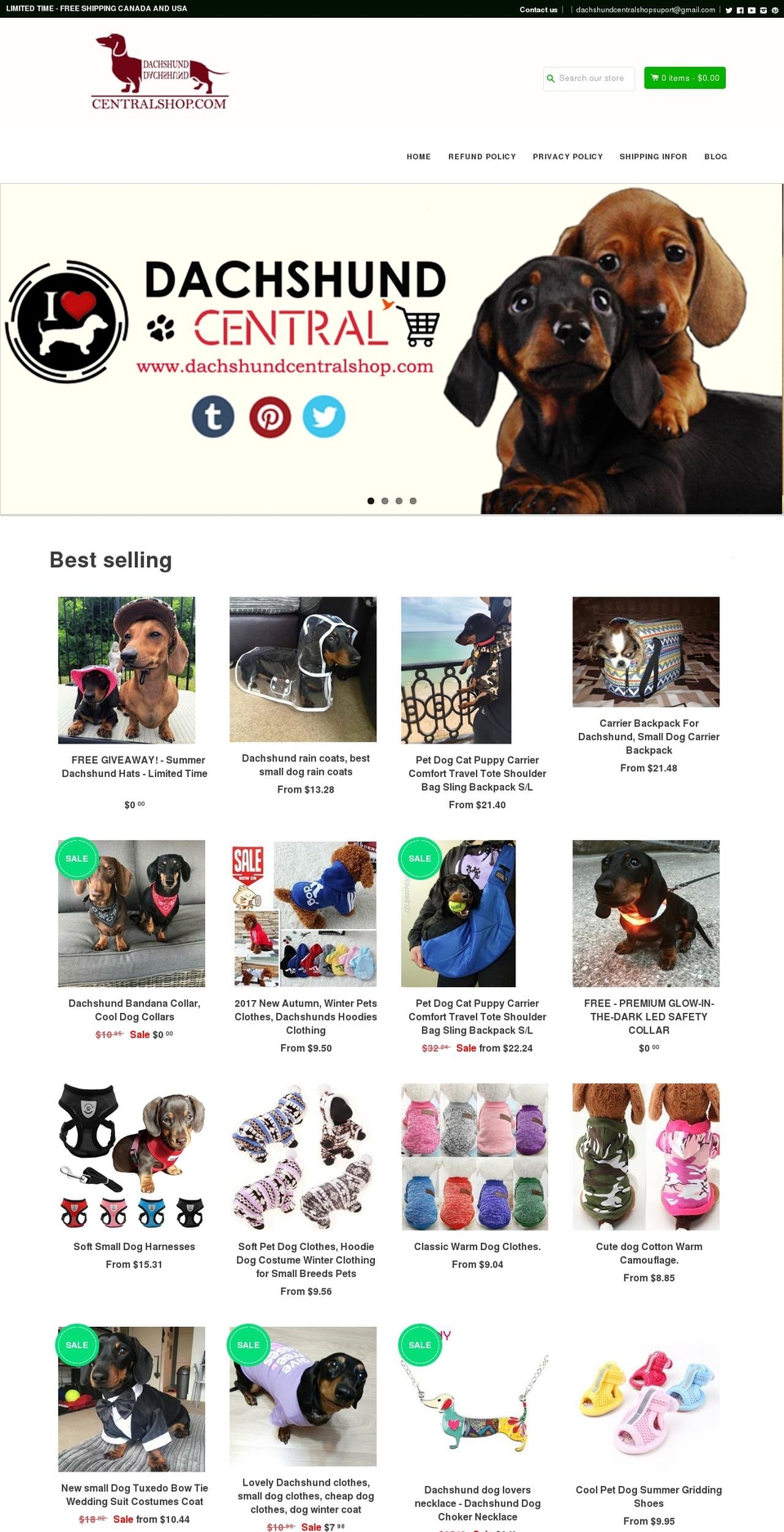 purchase-your-own-copy-support-develiper Shopify theme site example dachshundcentralshop.com