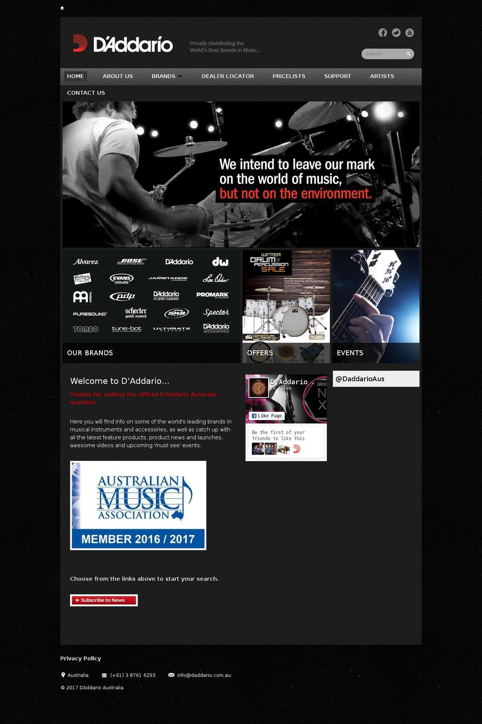 daddario.com.au shopify website screenshot