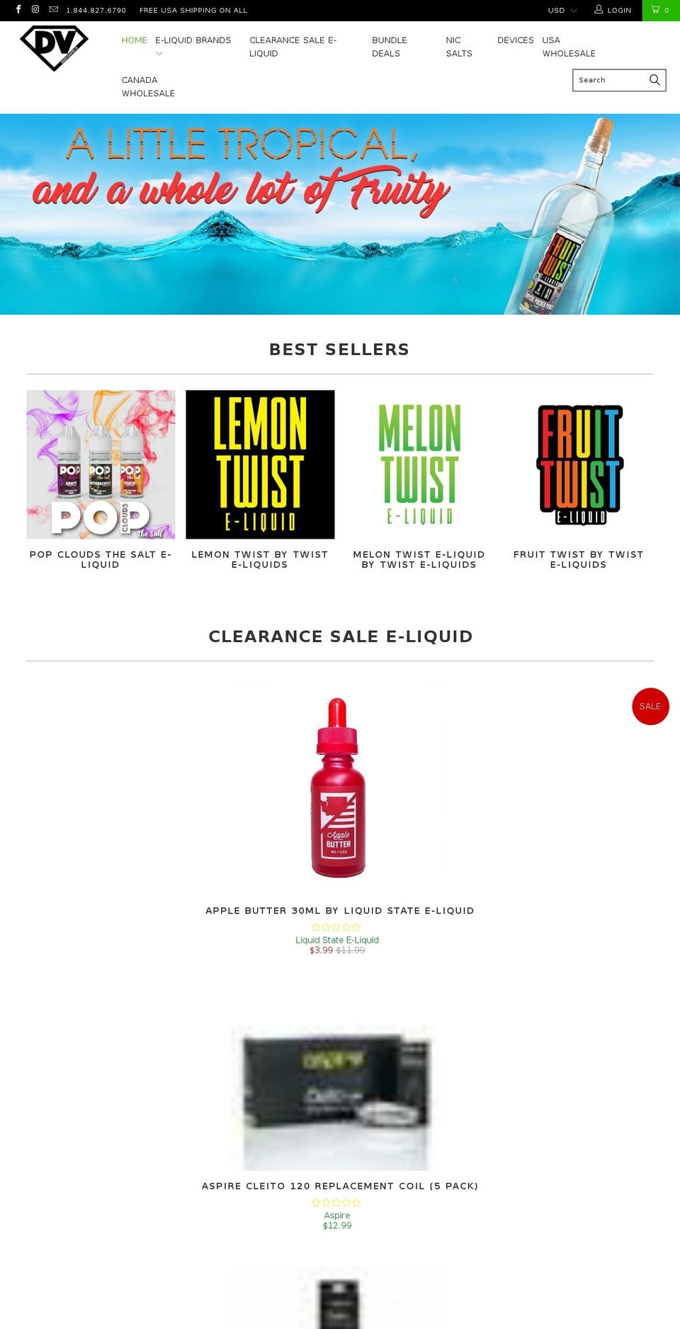 daddysvapor.com shopify website screenshot