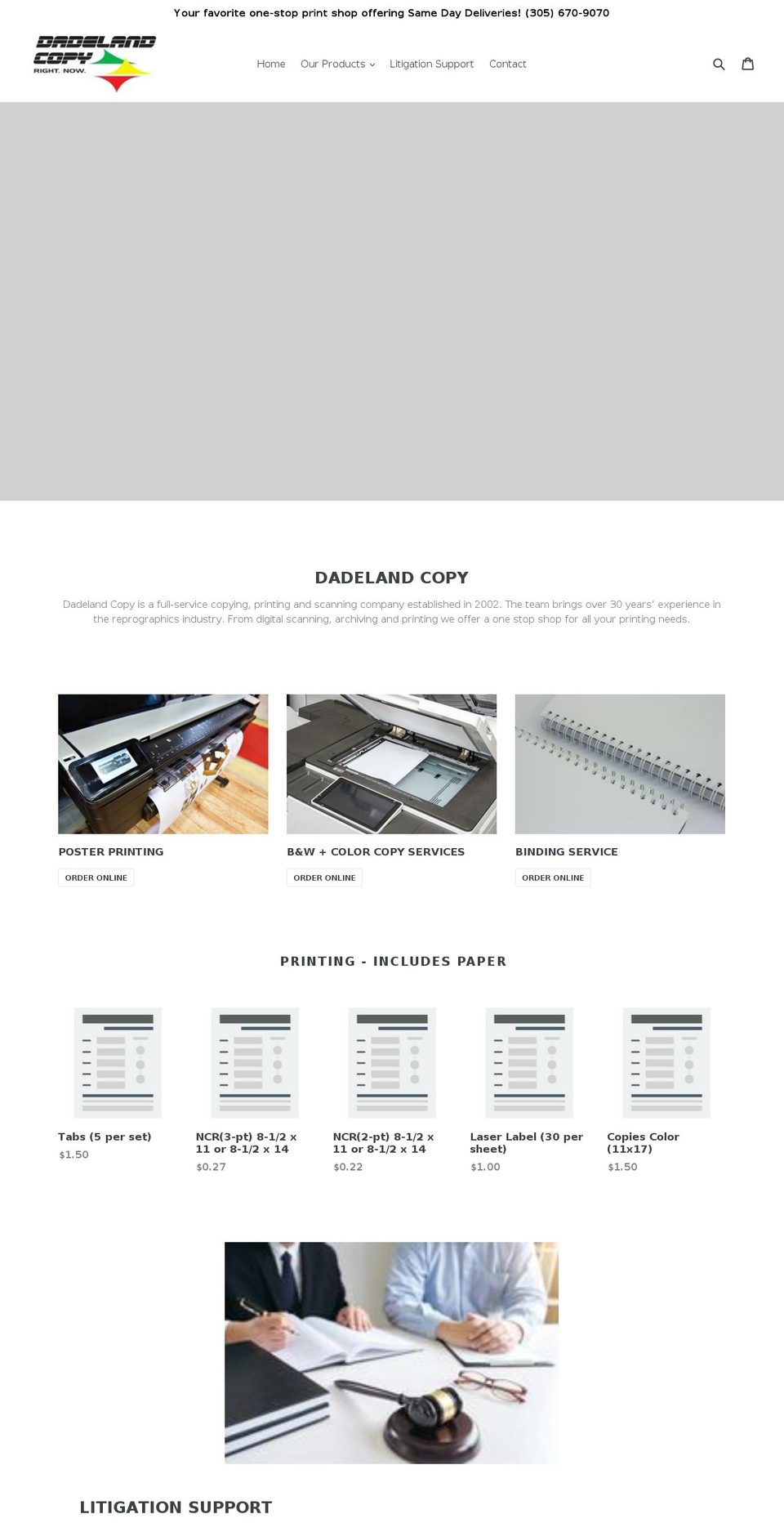 dadelandcopy.com — Shopify storefront screenshot