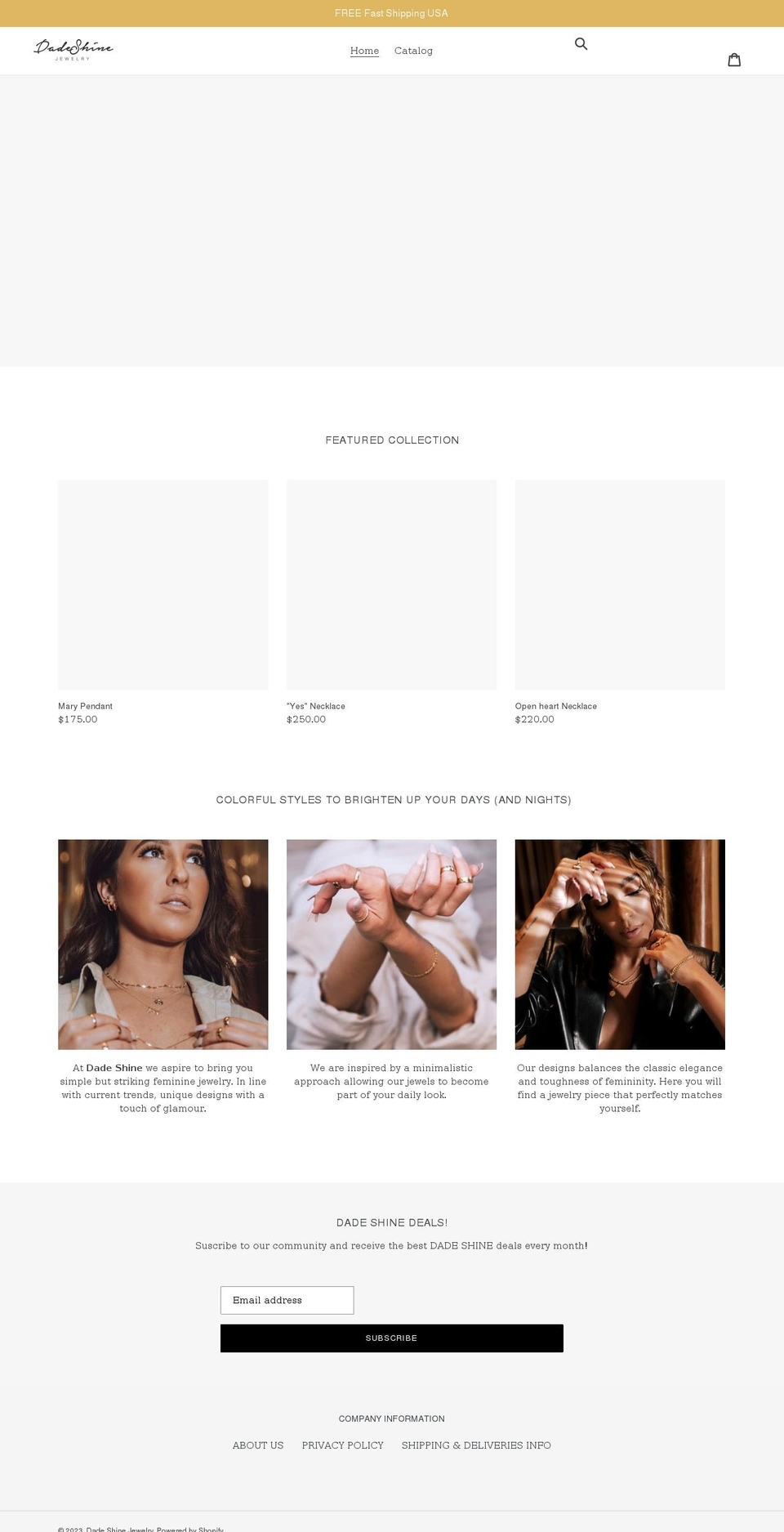 dadeshinejewelry.com shopify website screenshot