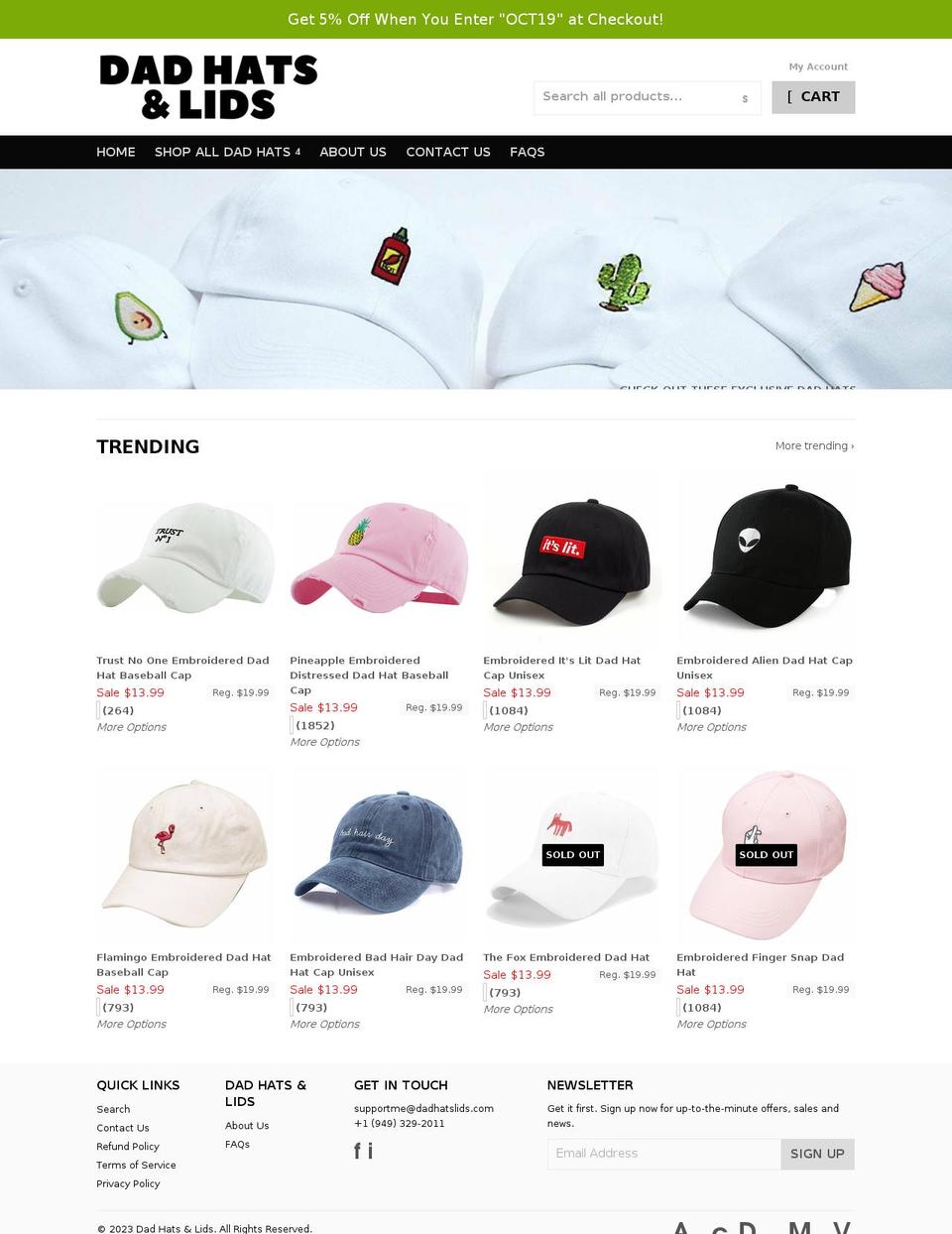 dadhatslids.com shopify website screenshot
