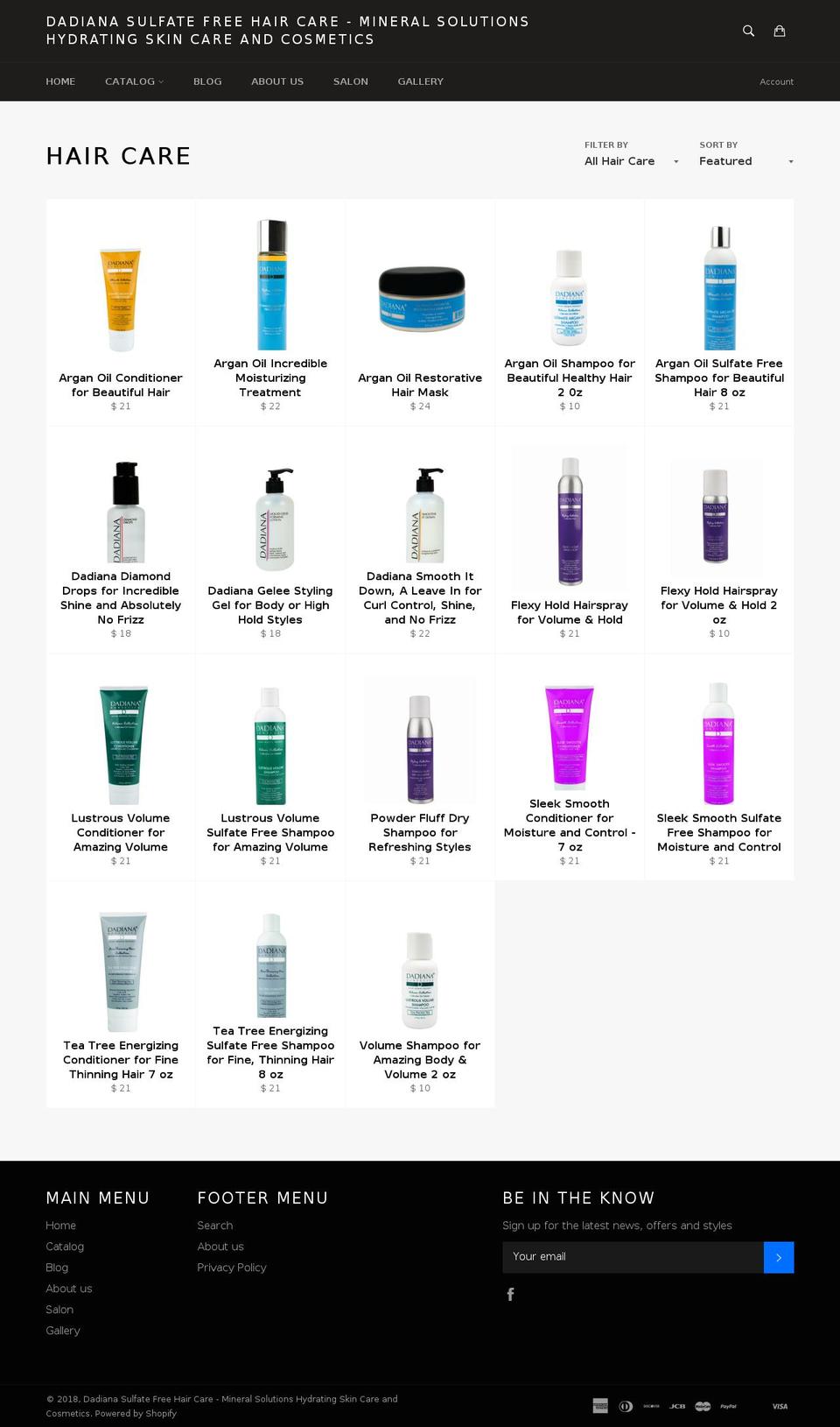 dadianaproducts.com — Shopify storefront screenshot