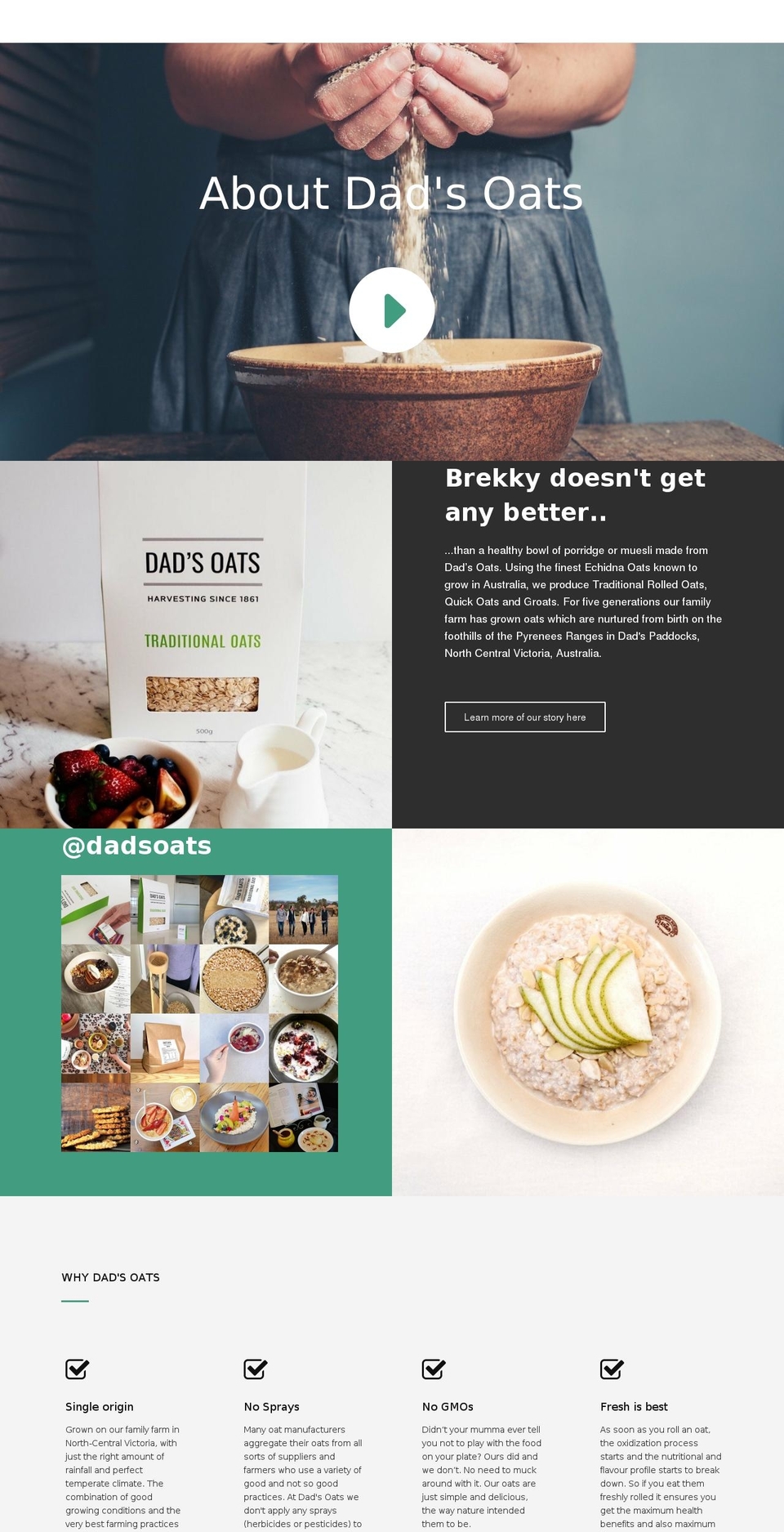 dadsoats.net shopify website screenshot