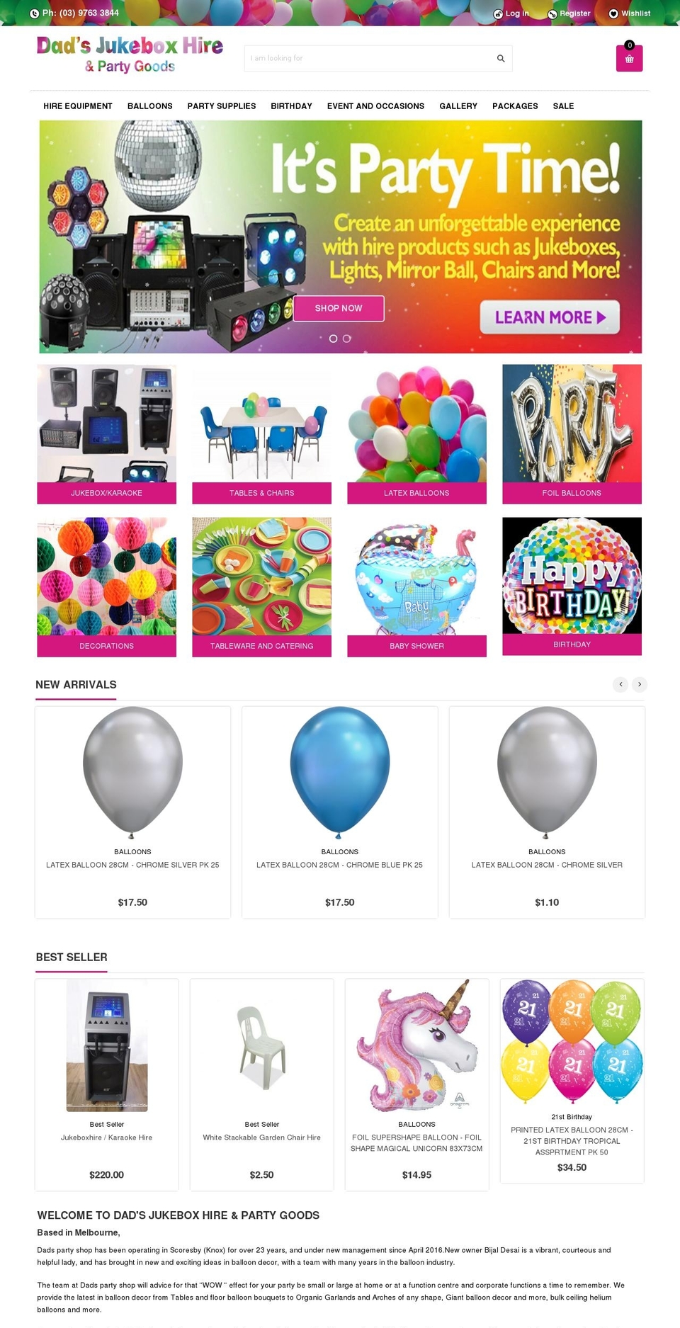 dadspartysupplies.com.au shopify website screenshot