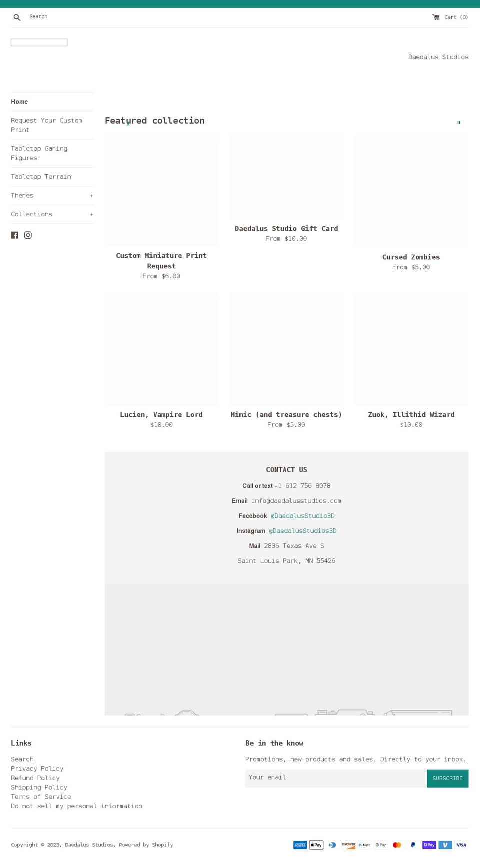 daedalusstudios.com shopify website screenshot