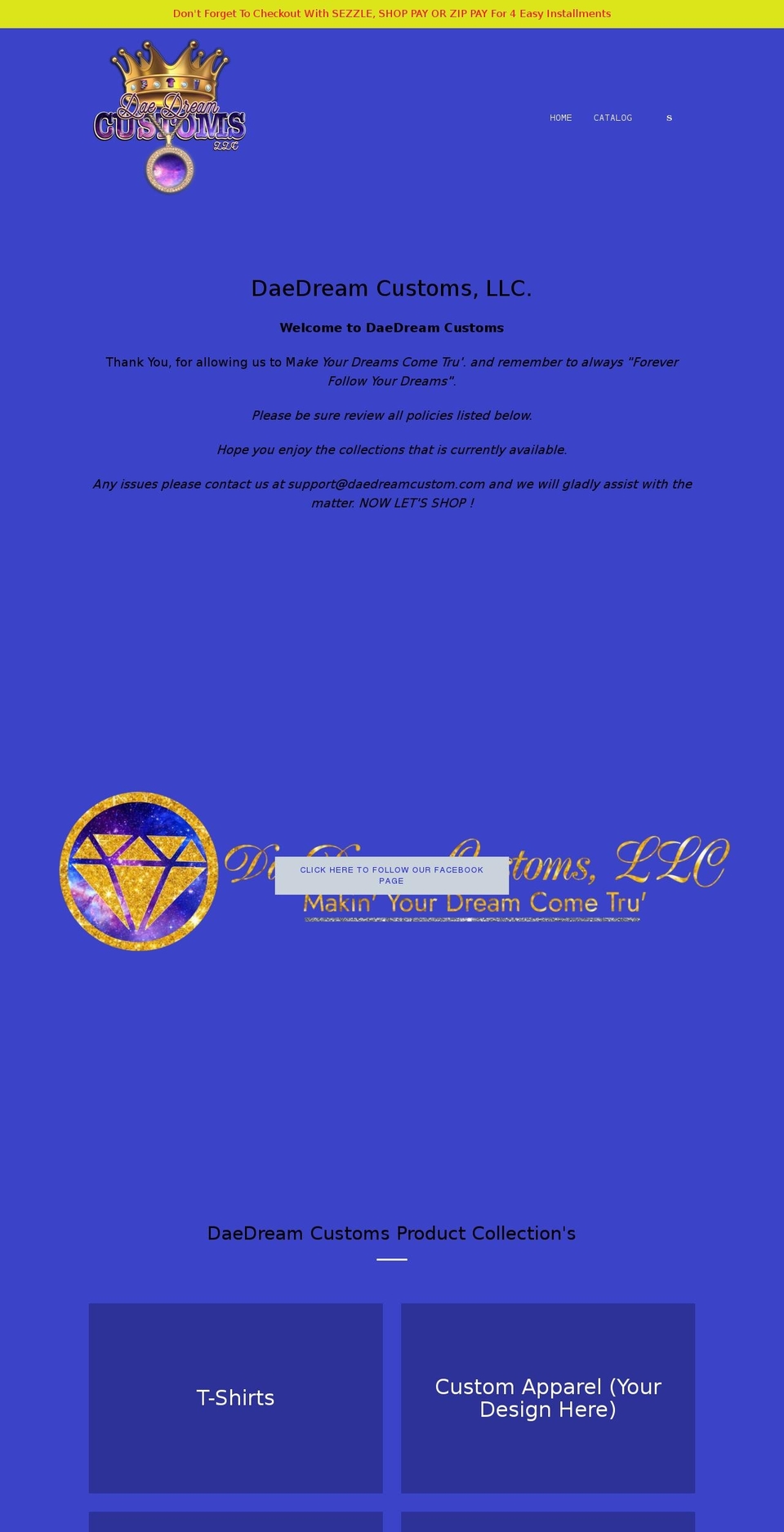 daedreamcustom.com shopify website screenshot