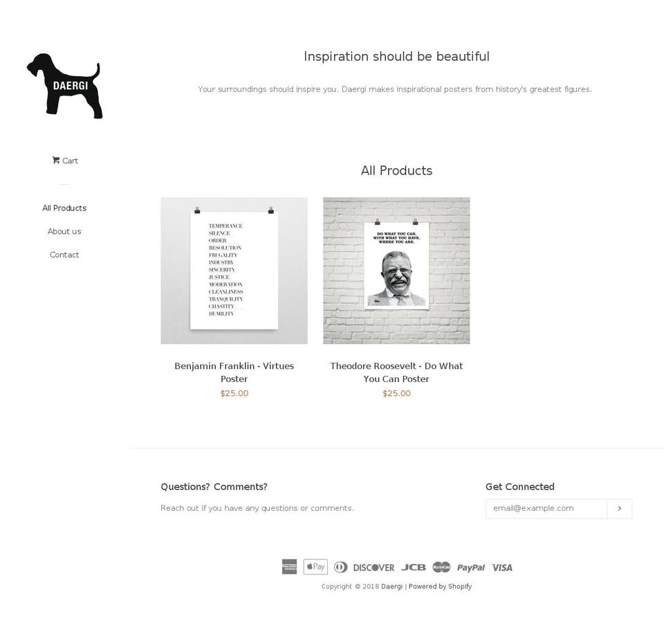 daergi.com shopify website screenshot