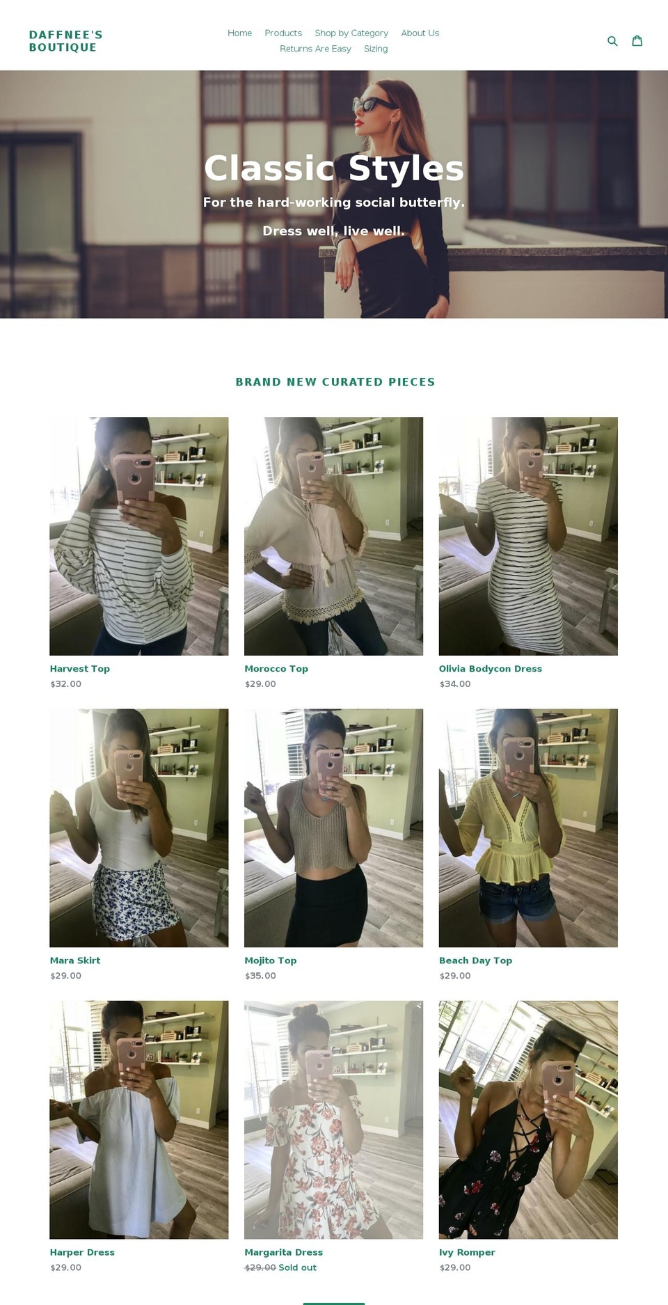 daffneesboutique.com — Shopify storefront screenshot