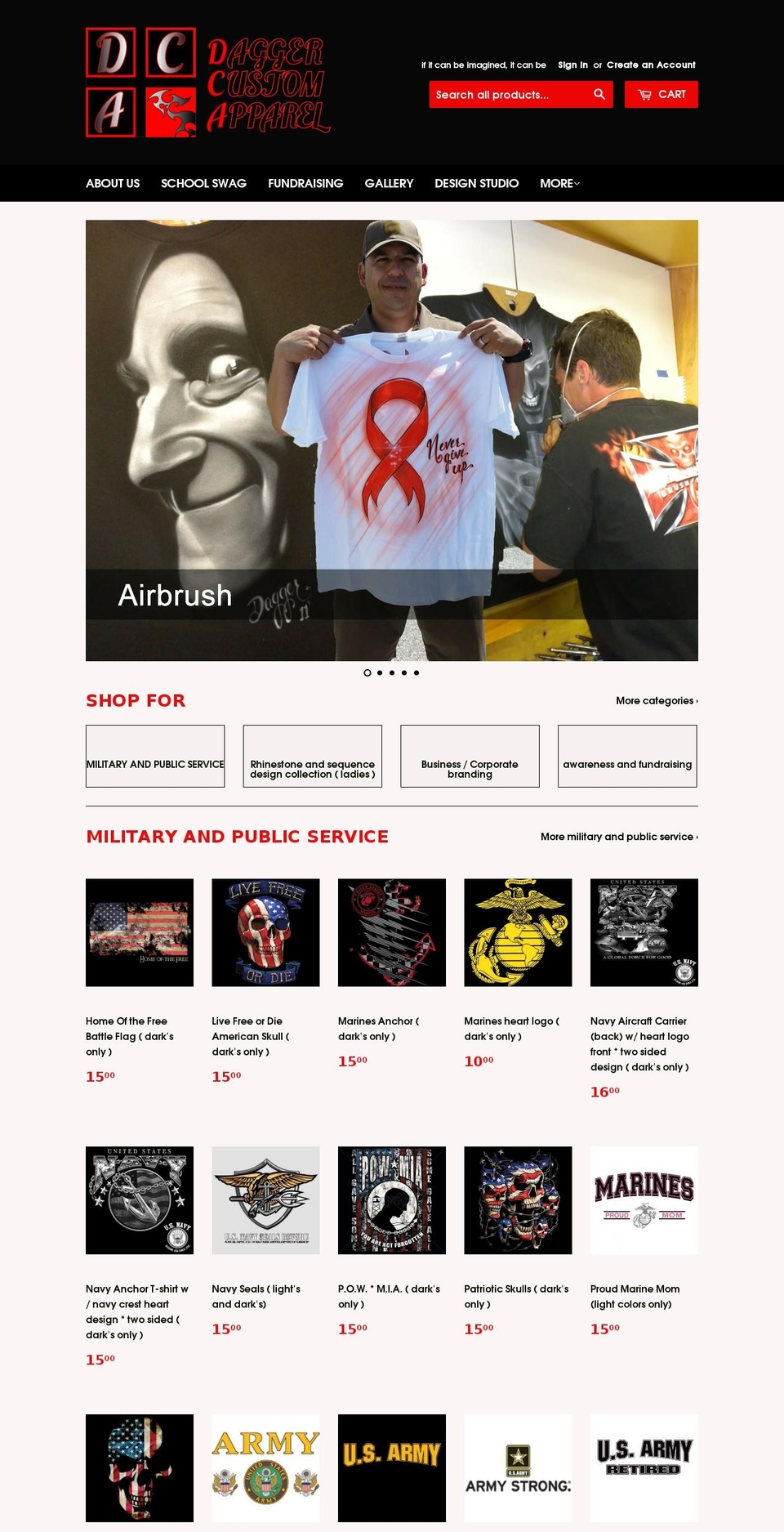daggercustomapparel.com shopify website screenshot