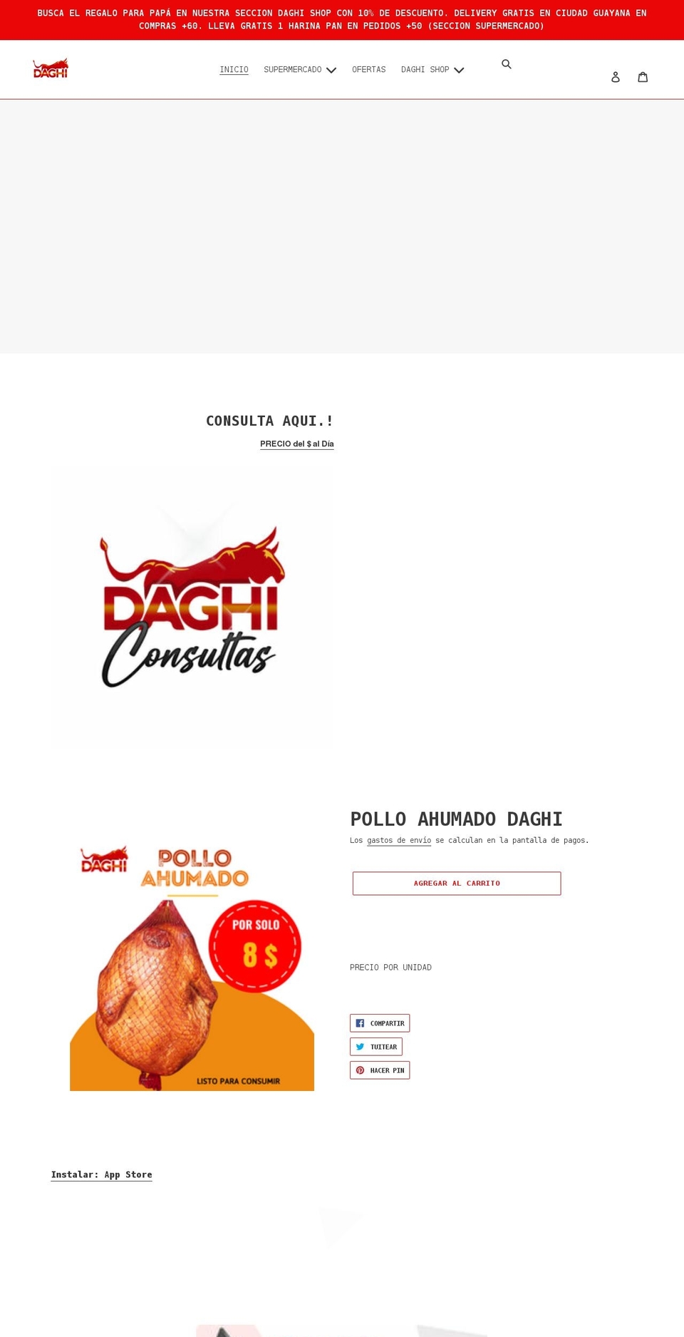 daghidelivery.com shopify website screenshot