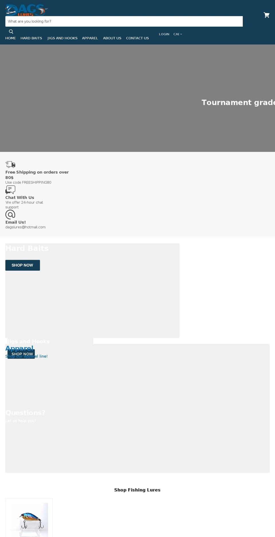 dagslures.com shopify website screenshot