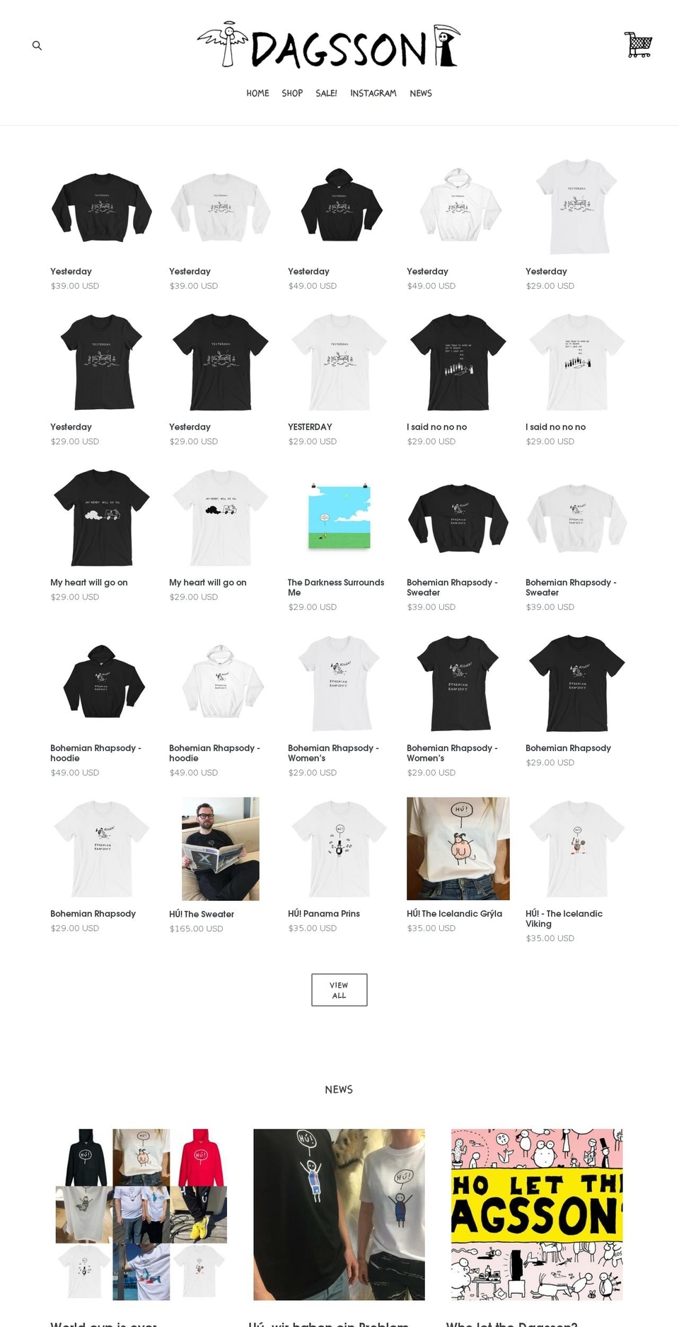 dagsson.com shopify website screenshot