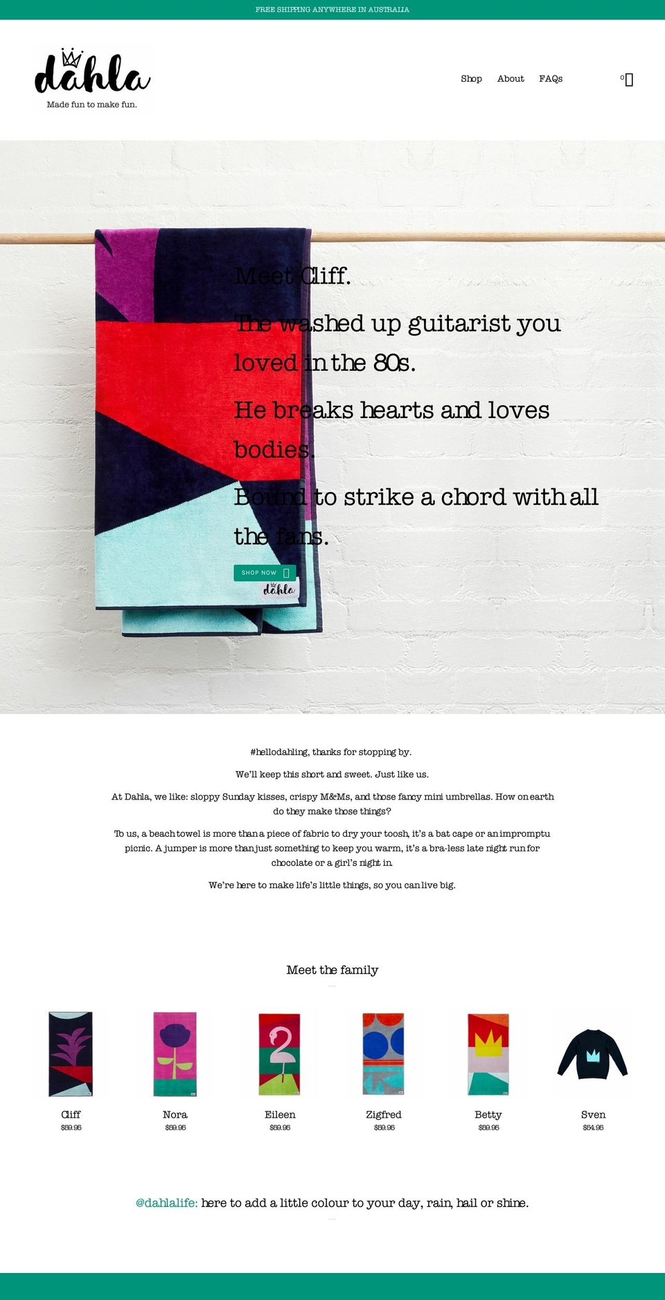 dahla.com.au shopify website screenshot