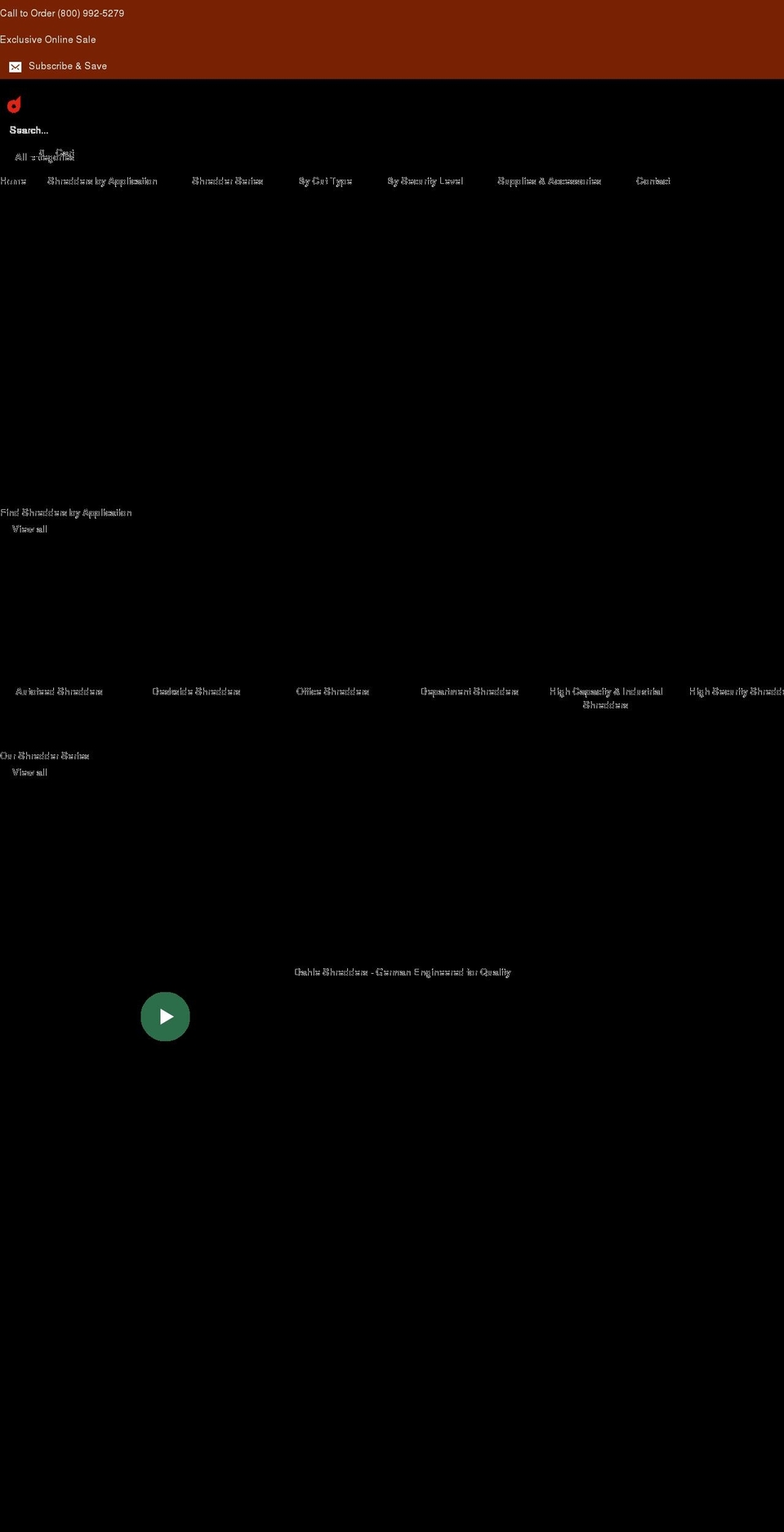 dahlepapershredders.com shopify website screenshot