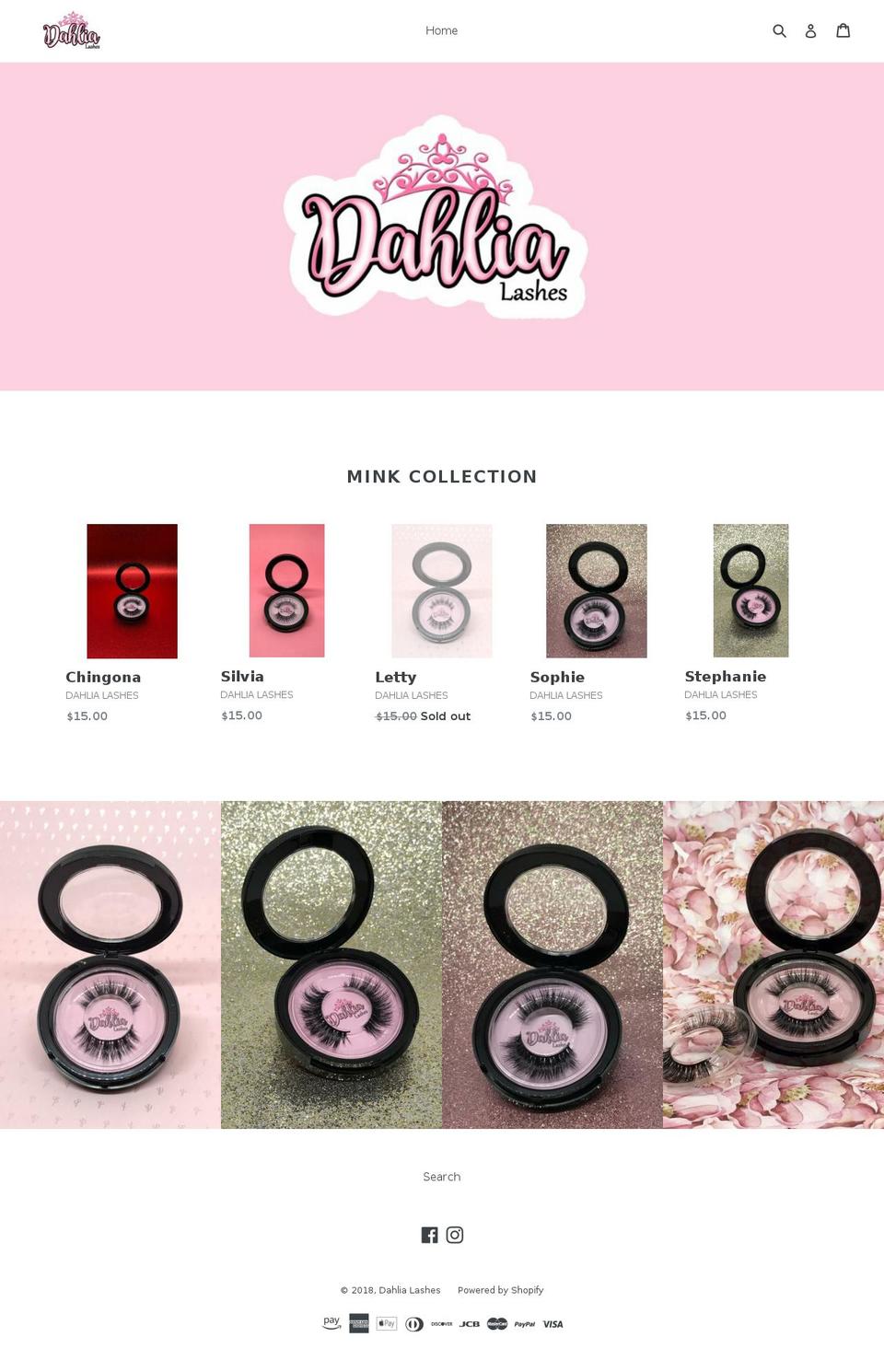 dahlia-lashes.com — Shopify storefront screenshot