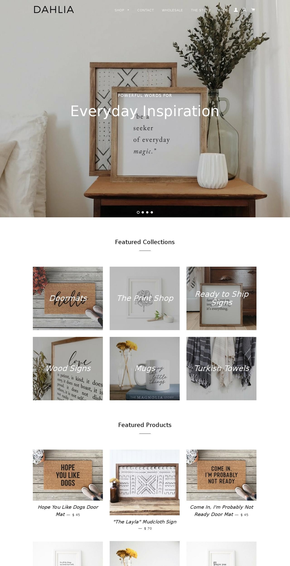 dahliadesignco.com — Shopify storefront screenshot